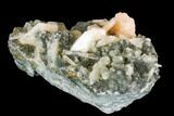 Peach Stilbite Crystal Cluster on Quartz Chalcedony - India #147372-1